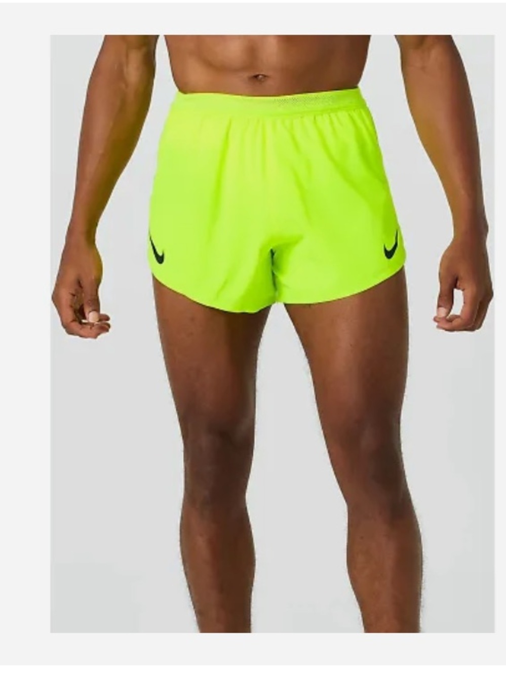 Nike Neon Yellow Running Shorts with Black Swoosh Accents